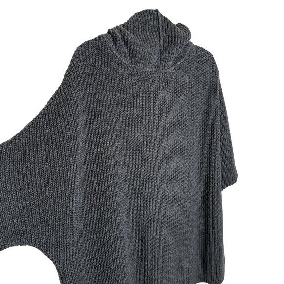 Pact Oversized Gray Cowl Neck Knit Poncho Sweater, One Size - Picture 5 of 9